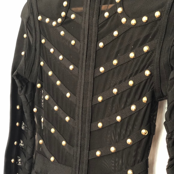 Black studded body con dress - Picture 4 of 6